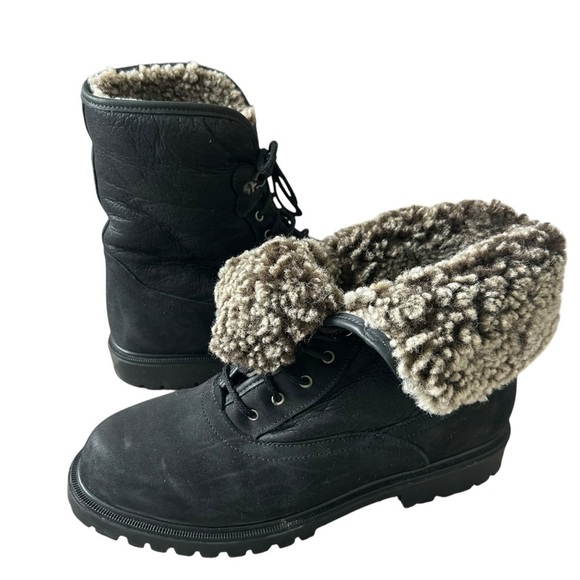 Blondo shearling fleece lined waterproof 
 leather fold over boots size 8.5 - Picture 1 of 7